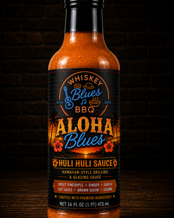 Whiskey Blues BBQ Aloha Blues Huli Huli Sauce - Sweet & Savory Hawaiian-Style BBQ Sauce, Marinade & Glaze for Chicken, Pork & Grilling