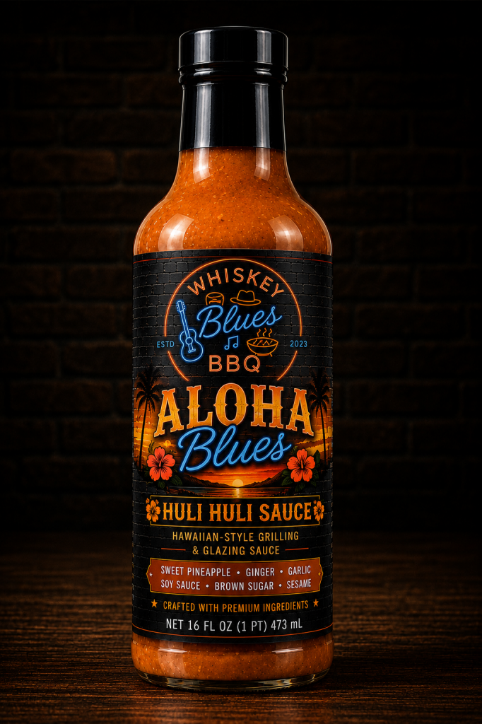 Whiskey Blues BBQ Aloha Blues Huli Huli Sauce - Sweet & Savory Hawaiian-Style BBQ Sauce, Marinade & Glaze for Chicken, Pork & Grilling