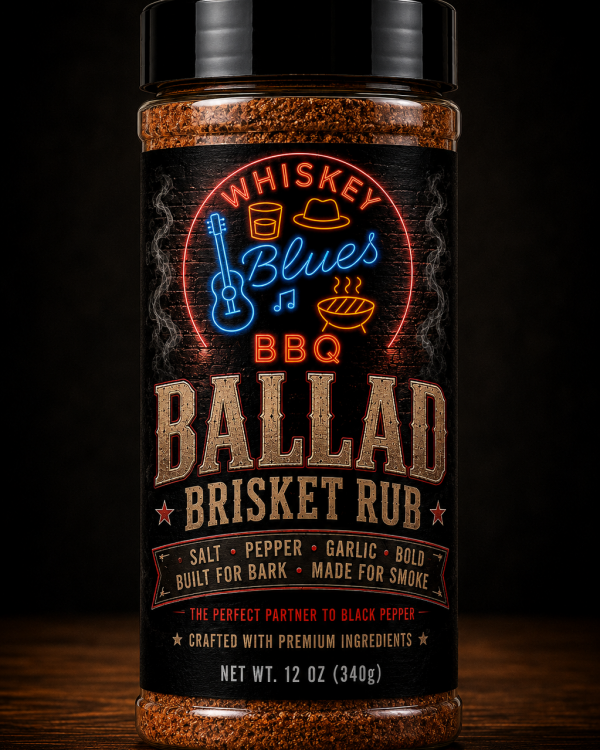 Whiskey Blues BBQ Ballad Brisket Rub - Bold Beef & Brisket Seasoning for Smoking, Grilling & Low-and-Slow BBQ