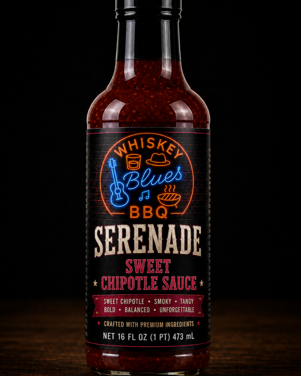Whiskey Blues BBQ Serenade Sweet Chipotle Sauce - Sweet & Smoky Chipotle BBQ Sauce for Ribs, Pork, Chicken, Glazing & Grilling