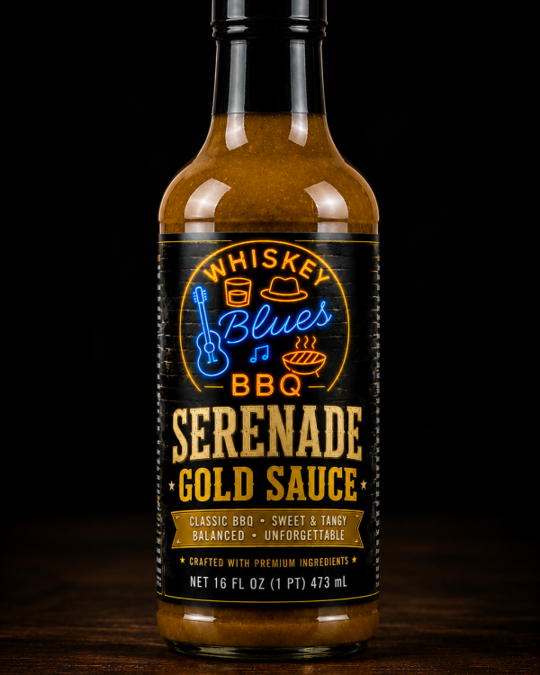 Whiskey Blues BBQ Serenade Gold Sauce - Traditional Texas-Style Mustard BBQ Sauce for Pulled Pork, Ribs, Chicken, & Grilling