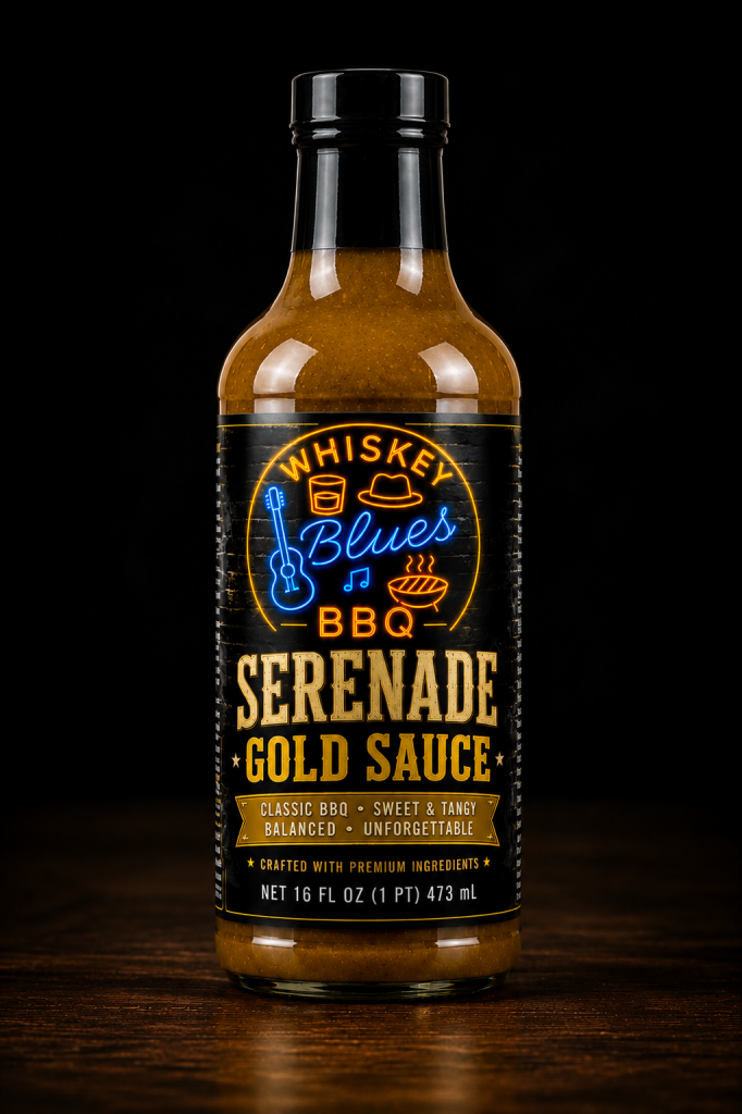 Whiskey Blues BBQ Serenade Gold Sauce - Traditional Texas-Style Mustard BBQ Sauce for Pulled Pork, Ribs, Chicken, & Grilling