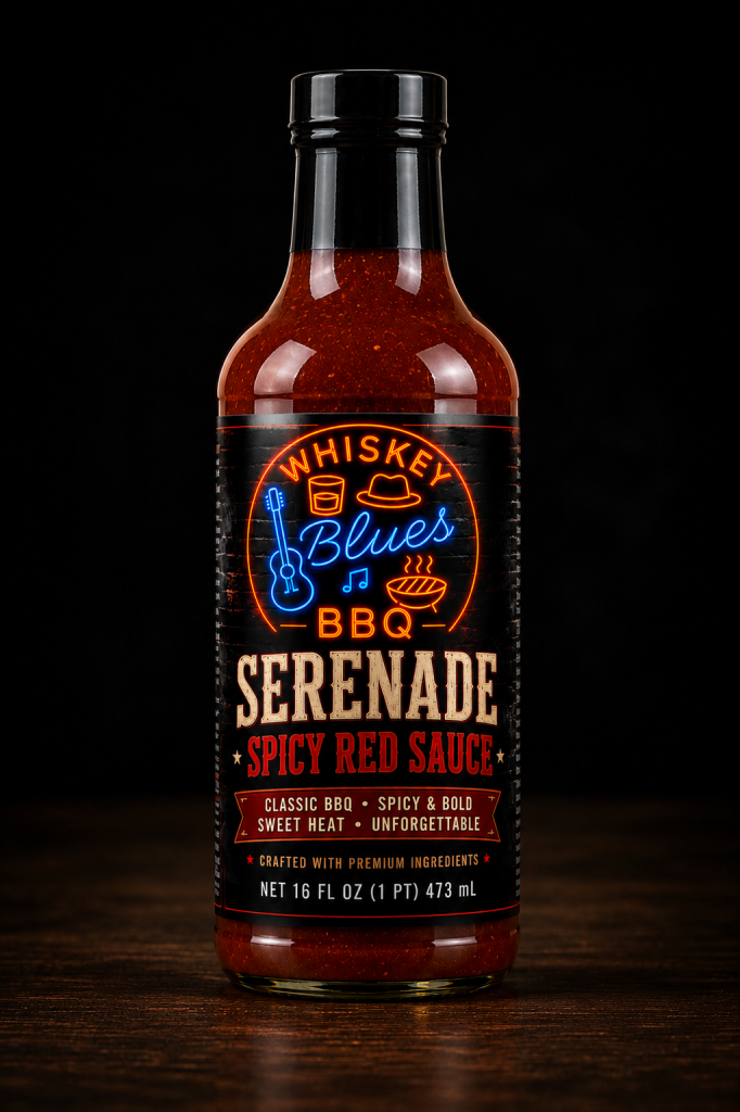 Whiskey Blues BBQ Serenade Spicy Red Sauce - Sweet & Spicy BBQ Sauce for Ribs, Pulled Pork, Chicken, Burgers, & Smoked Meats