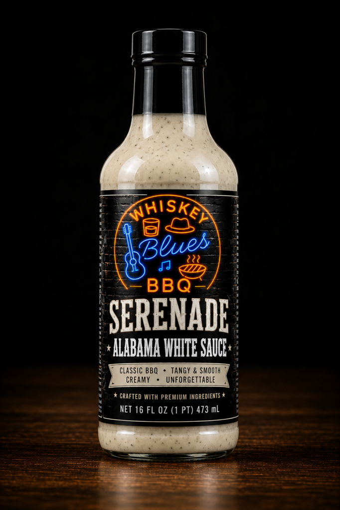Whiskey Blues BBQ Serenade Alabama White Sauce - Creamy & Tangy White BBQ Sauce for Smoked Chicken, Turkey, Pork, & Dipping