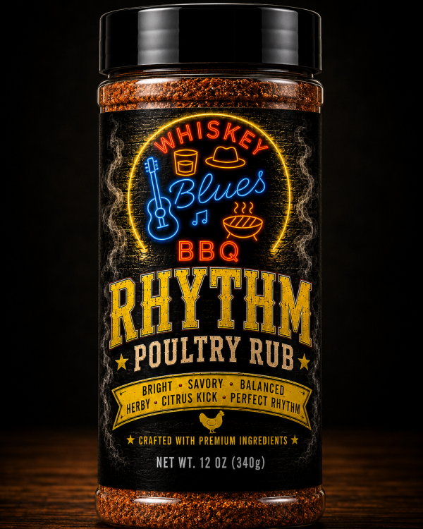 Whiskey Blues BBQ Rhythm Poultry Rub - Savory, Tangy Chicken & Turkey Seasoning for Smoking, Grilling, Roasting, & BBQ