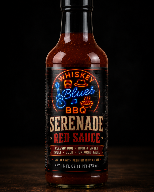 Whiskey Blues BBQ Serenade Red Sauce - Sweet & Tangy Classic Texas-Style BBQ Sauce for Ribs, Pulled Pork, Chicken, Brisket, & Grilling