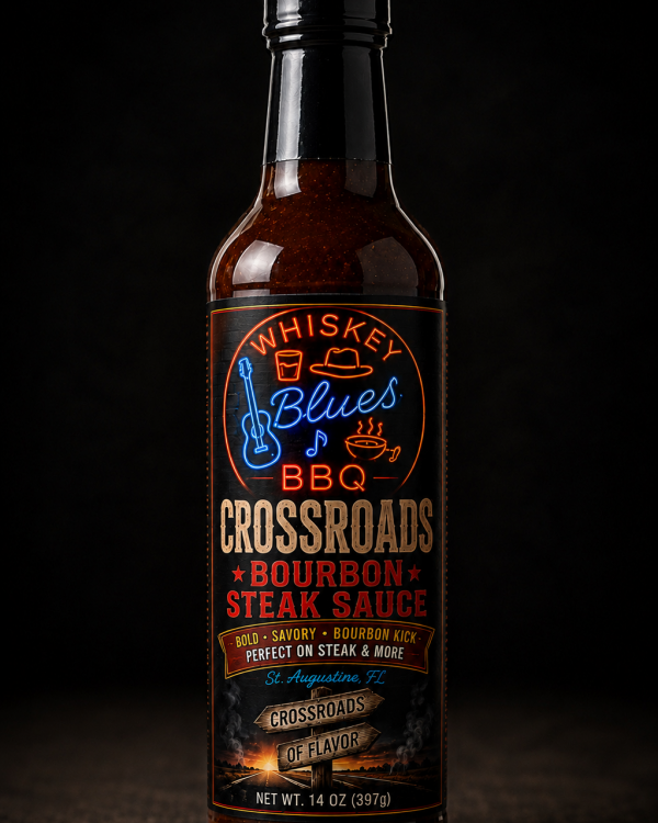 Whiskey Blues BBQ Crossroads Bourbon Steak Sauce - Bold & Savory Steak and Beef Sauce for Grilled Steaks, Burgers, Brisket & Beef