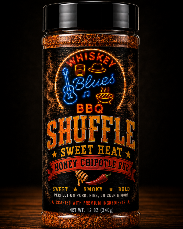 Whiskey Blues BBQ Shuffle Sweet Heat Honey Chipotle Rub - Sweet & Smoky BBQ Seasoning for Ribs, Pork, Chicken, Wings, Grilling & Smoking