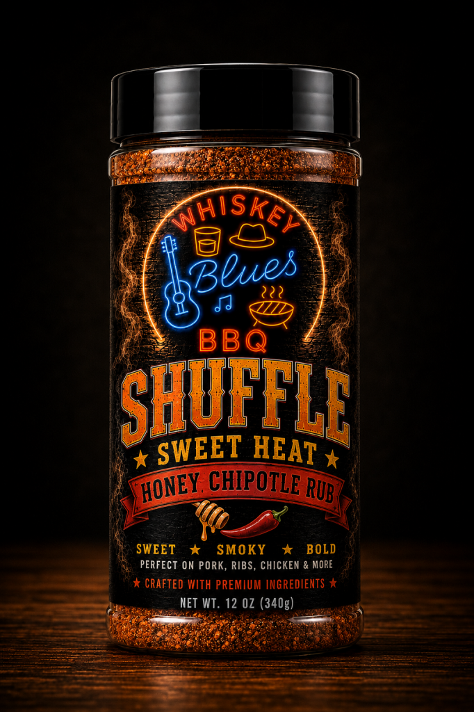 Whiskey Blues BBQ Shuffle Sweet Heat Honey Chipotle Rub - Sweet & Smoky BBQ Seasoning for Ribs, Pork, Chicken, Wings, Grilling & Smoking